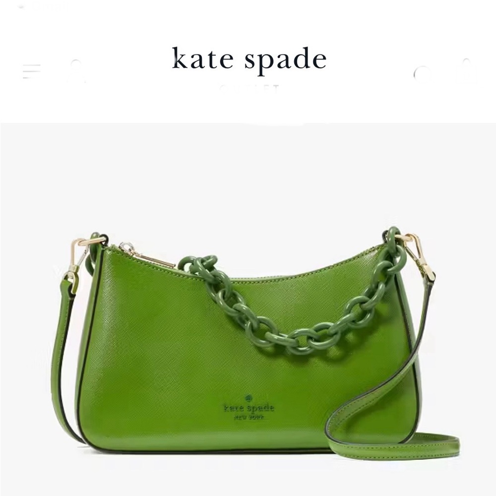 Kate Spade NEW YORK, Handbag+, Matching Chain Link, Apple Green, Authentic - Picture 4 of 13